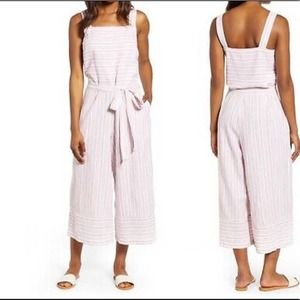 Beachlunchlounge Talia Rose Striped linen and cotton blend jumpsuit